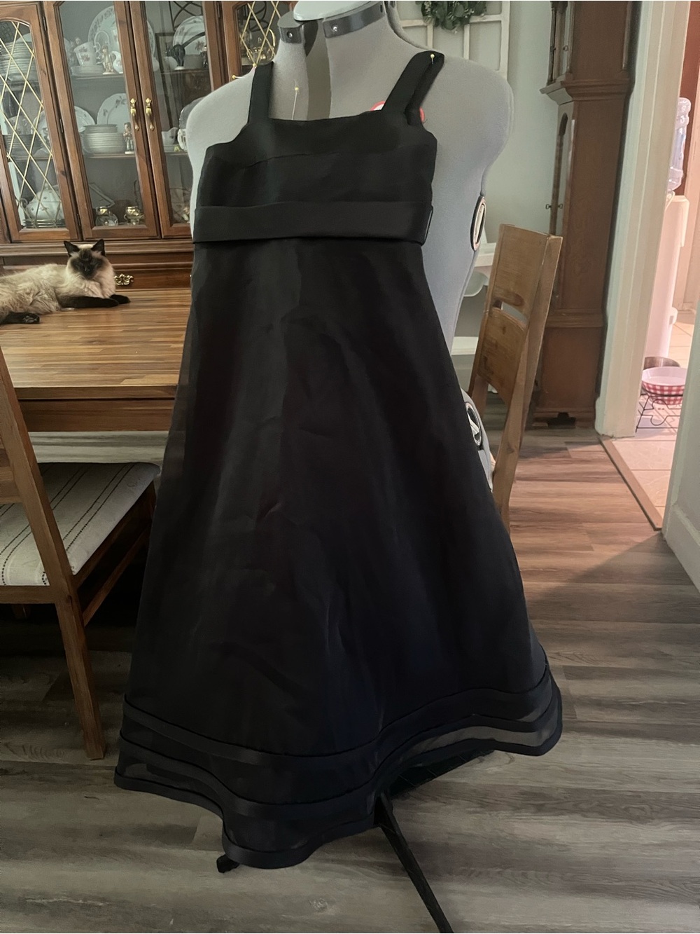 Mori Lee Black A-Line Mini Dress with Wide Straps
